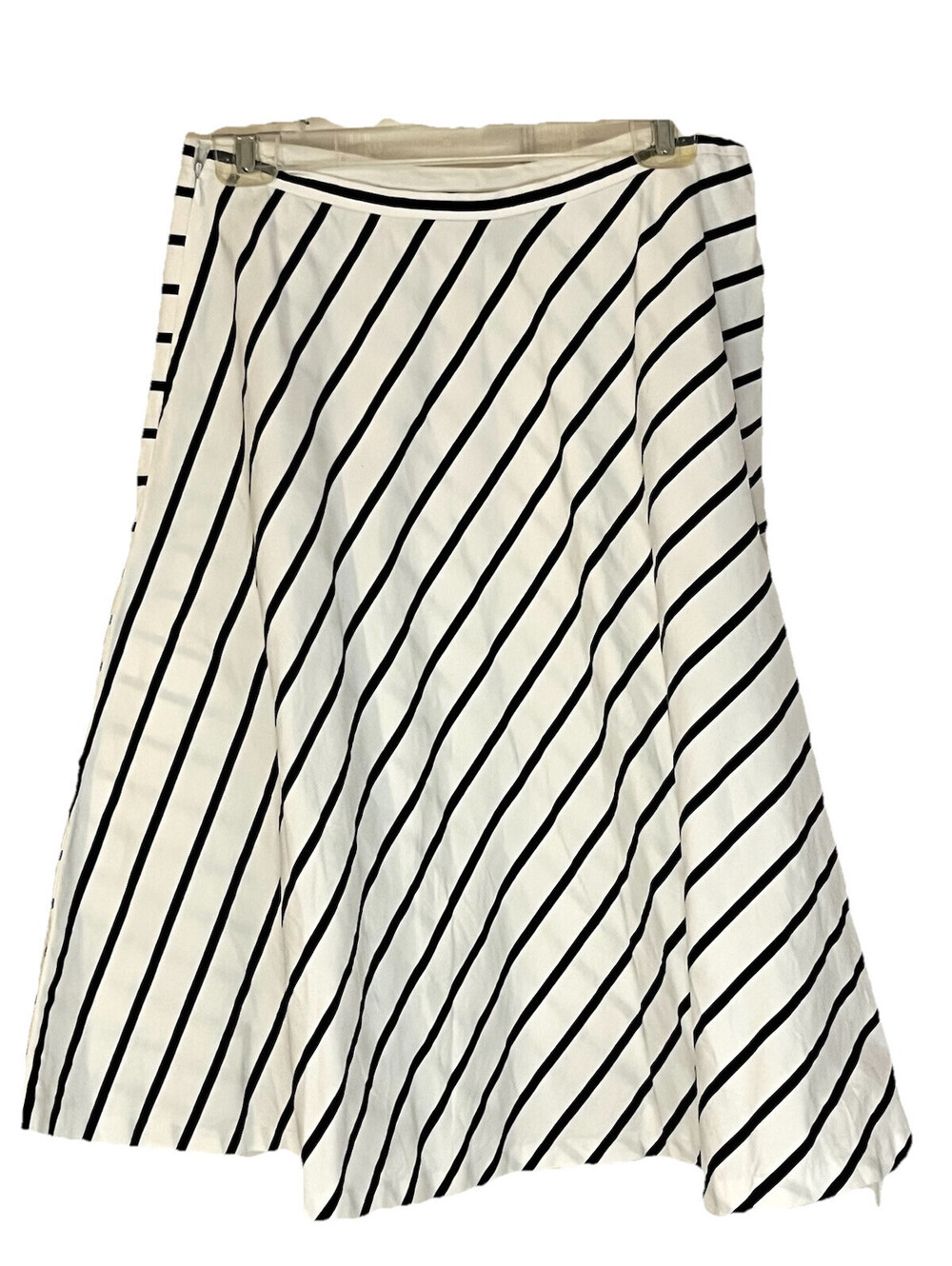 Ralph Lauren Black White Striped Cotton Swing Skirt Sz 6